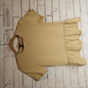 Tan Shirt with Bottom Ruffle